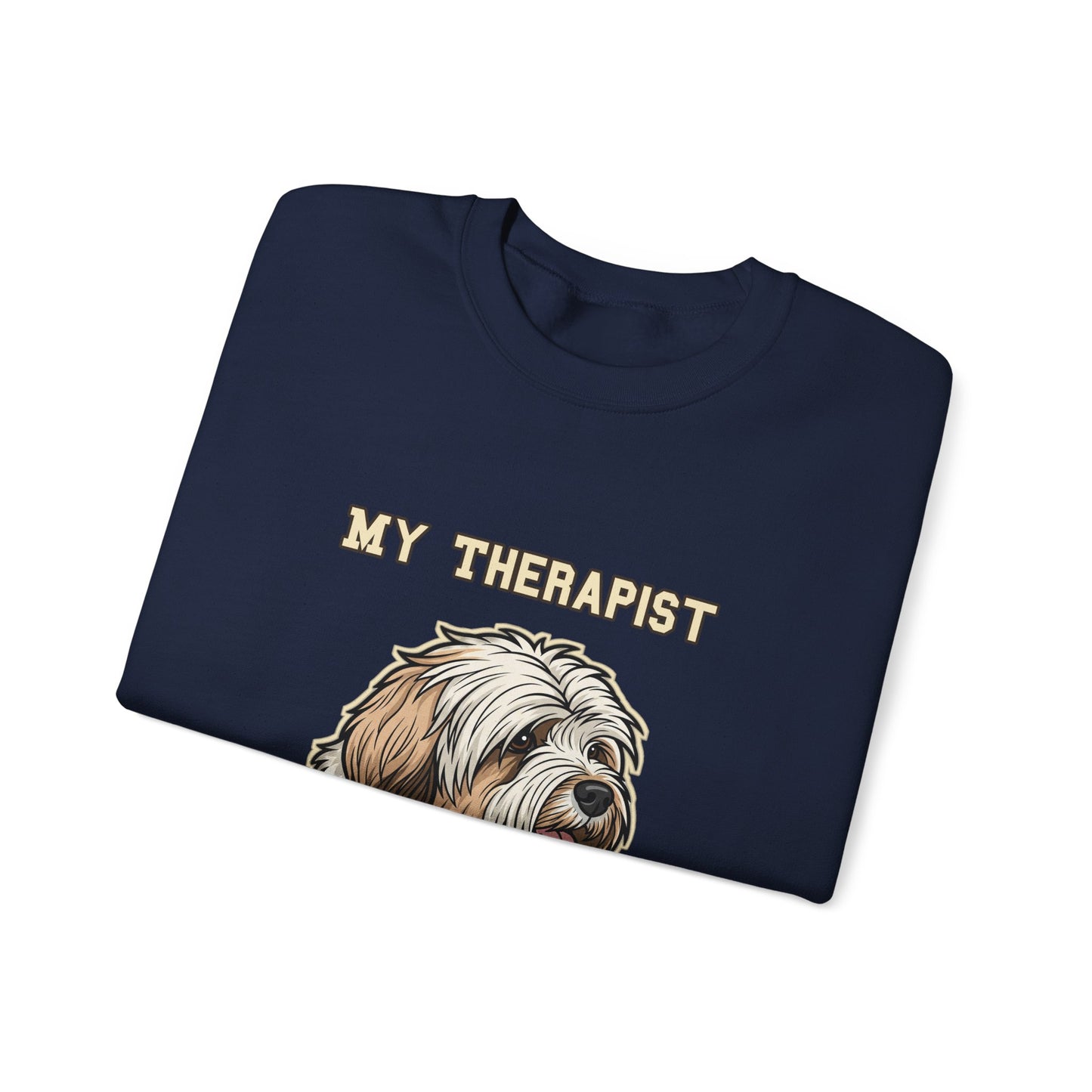 Tibetan Terrier Sweatshirt, TT Crewneck in Profuse Shaggy Coat