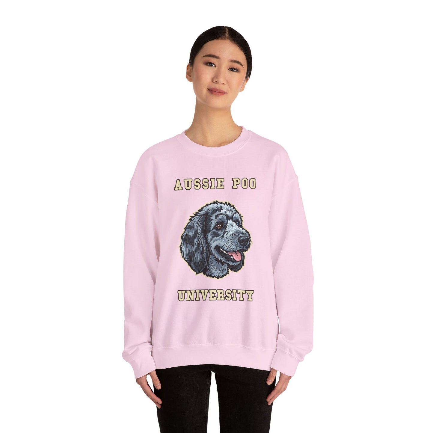 Aussiedoodle Sweatshirt, Aussie Poo Crewneck in Merle Pattern