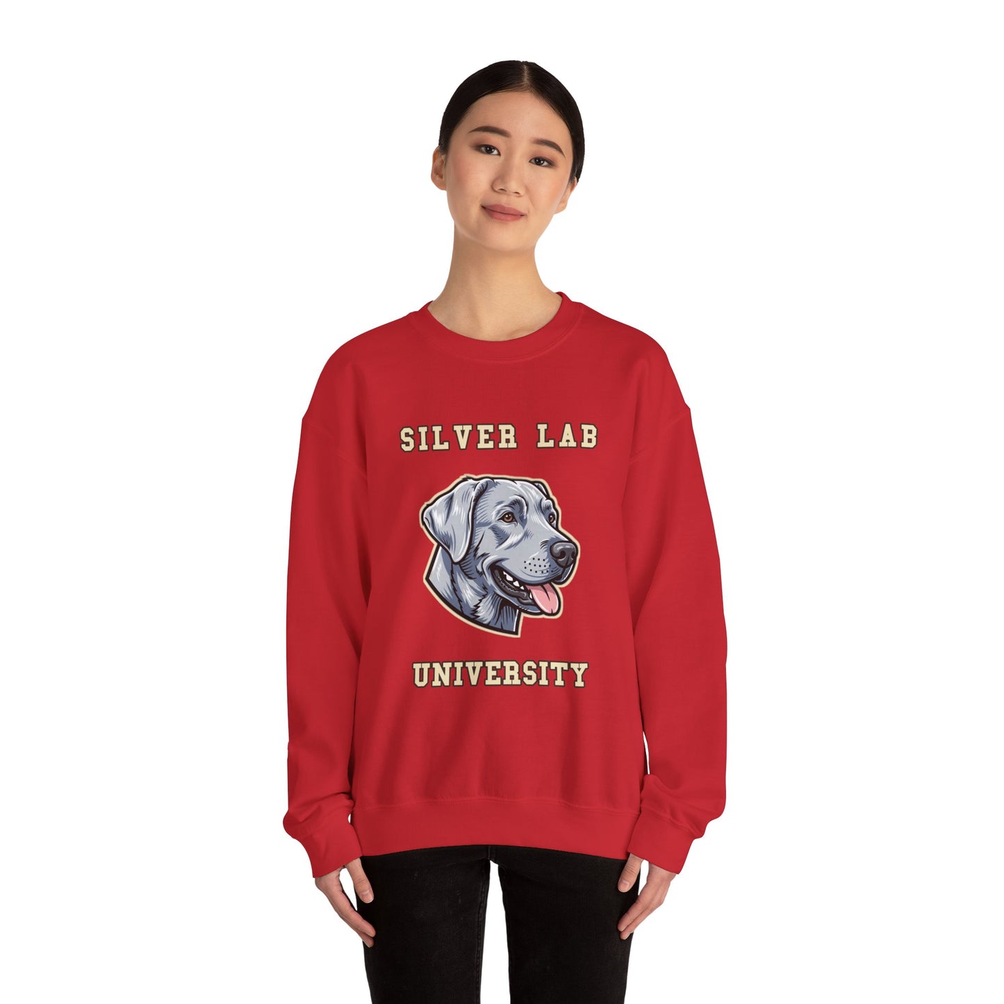 Silver Labrador Sweatshirt, Silver Lab Crewneck in Dilute Charcoal Silver
