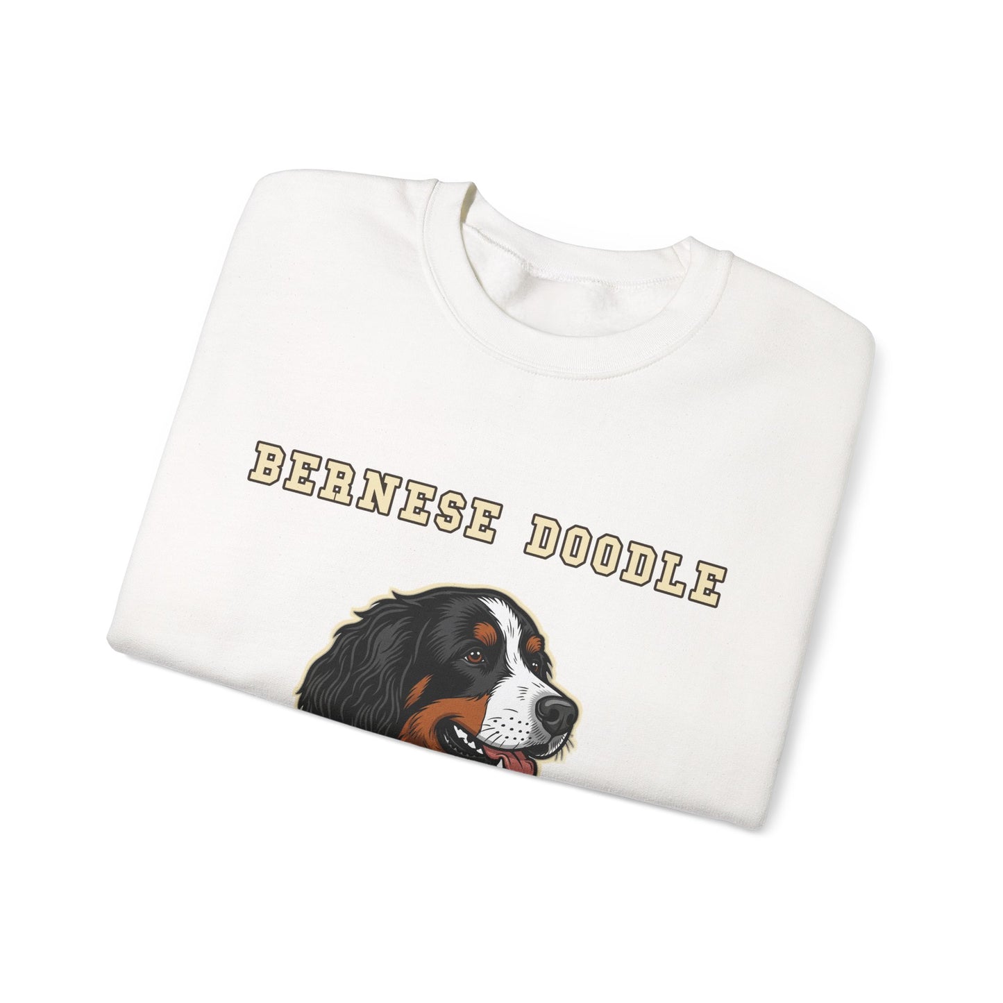 Bernedoodle Sweatshirt, Bernese Doodle Crewneck in Tri-Colour Wavy Coat