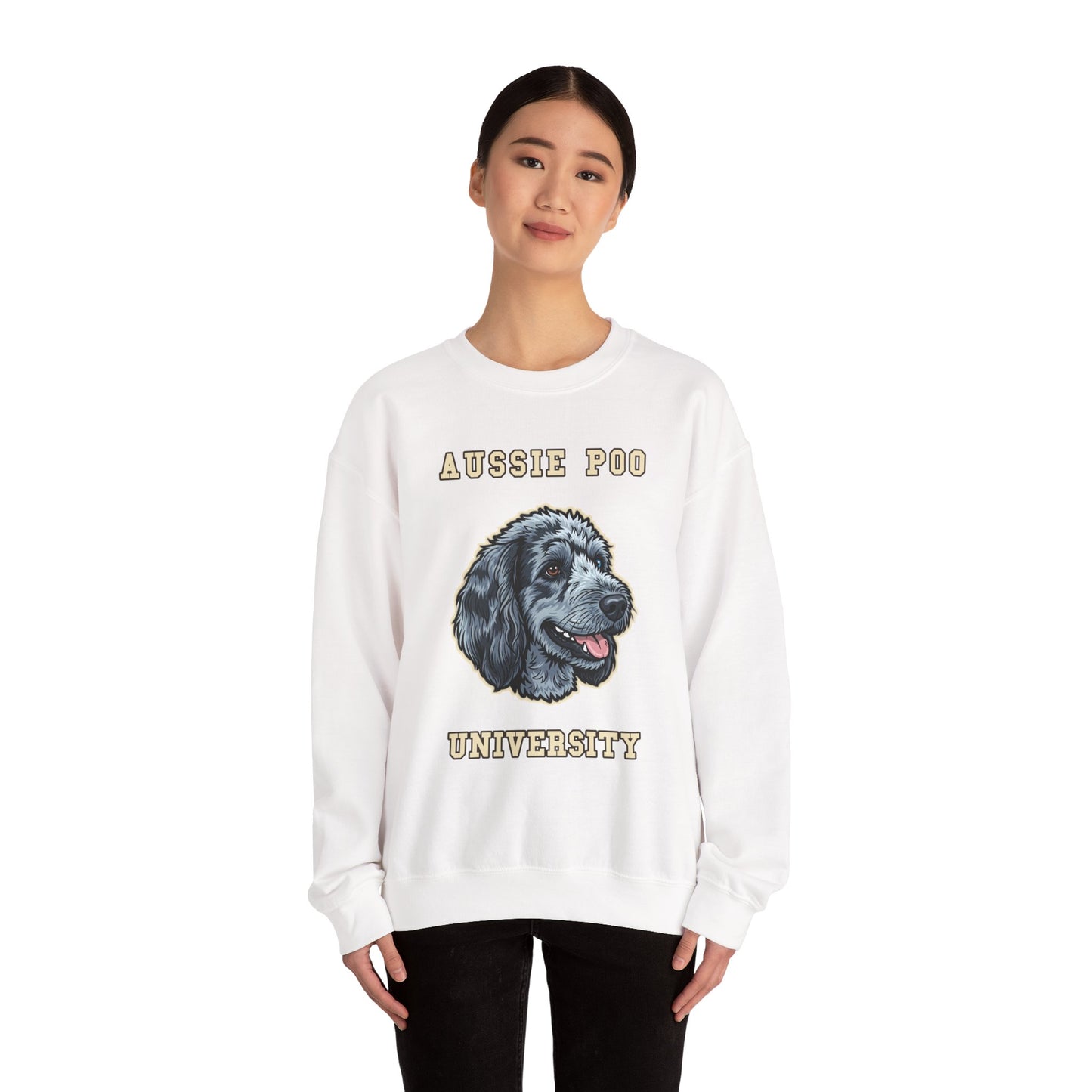 Aussiedoodle Sweatshirt, Aussie Poo Crewneck in Merle Pattern