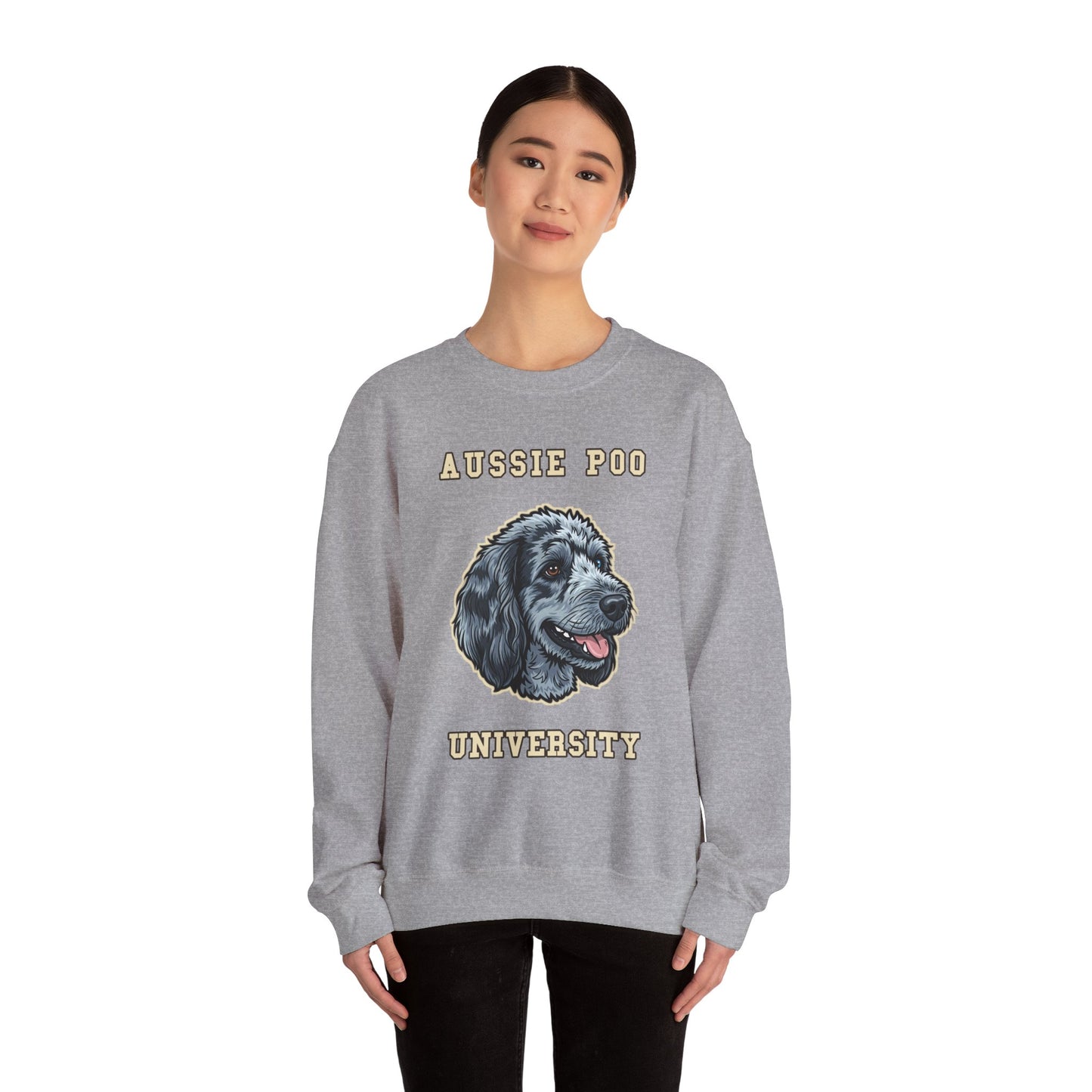 Aussiedoodle Sweatshirt, Aussie Poo Crewneck in Merle Pattern