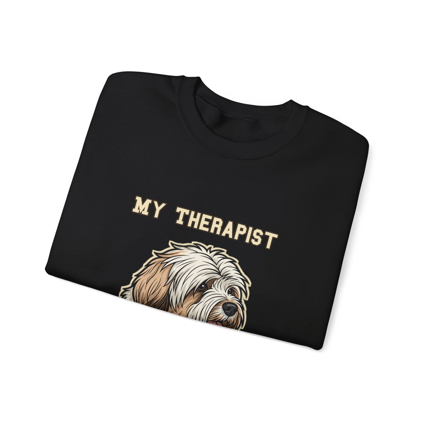 Tibetan Terrier Sweatshirt, TT Crewneck in Profuse Shaggy Coat