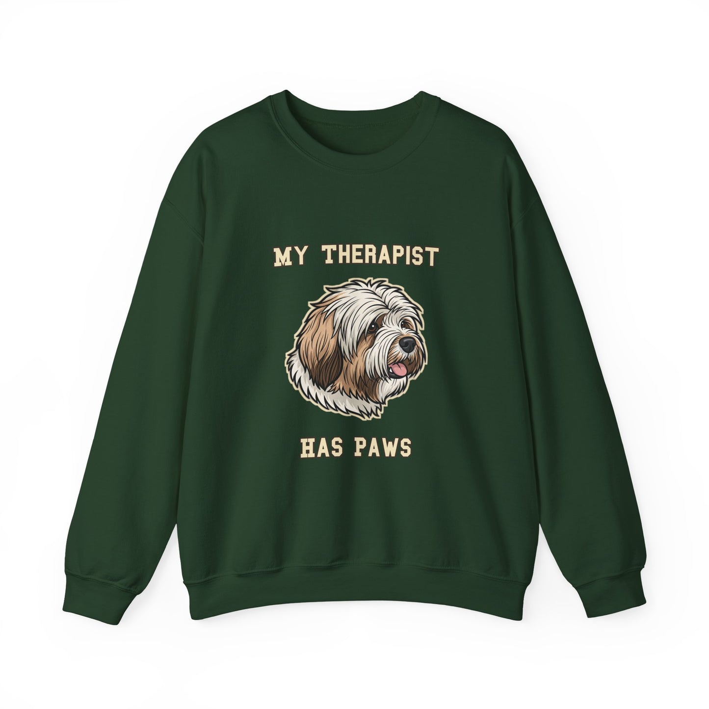 Tibetan Terrier Sweatshirt, TT Crewneck in Profuse Shaggy Coat