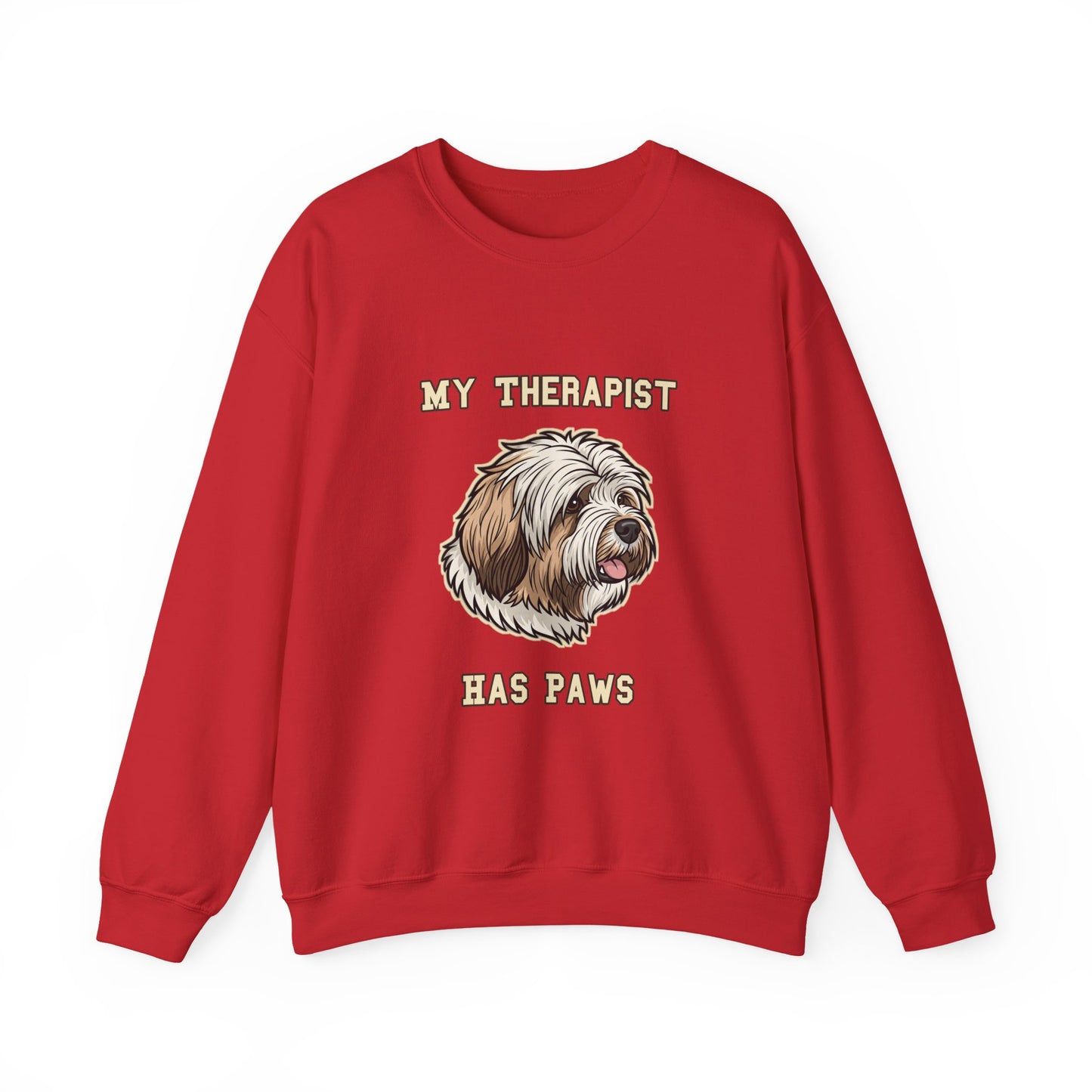 Tibetan Terrier Sweatshirt, TT Crewneck in Profuse Shaggy Coat