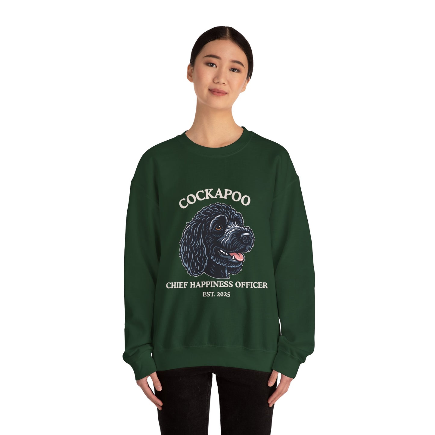 Black Cockapoo Chief Happiness Officer Sweatshirt, Dog Lover Crewneck, Cute Cockapoo Gift for Pet Parents