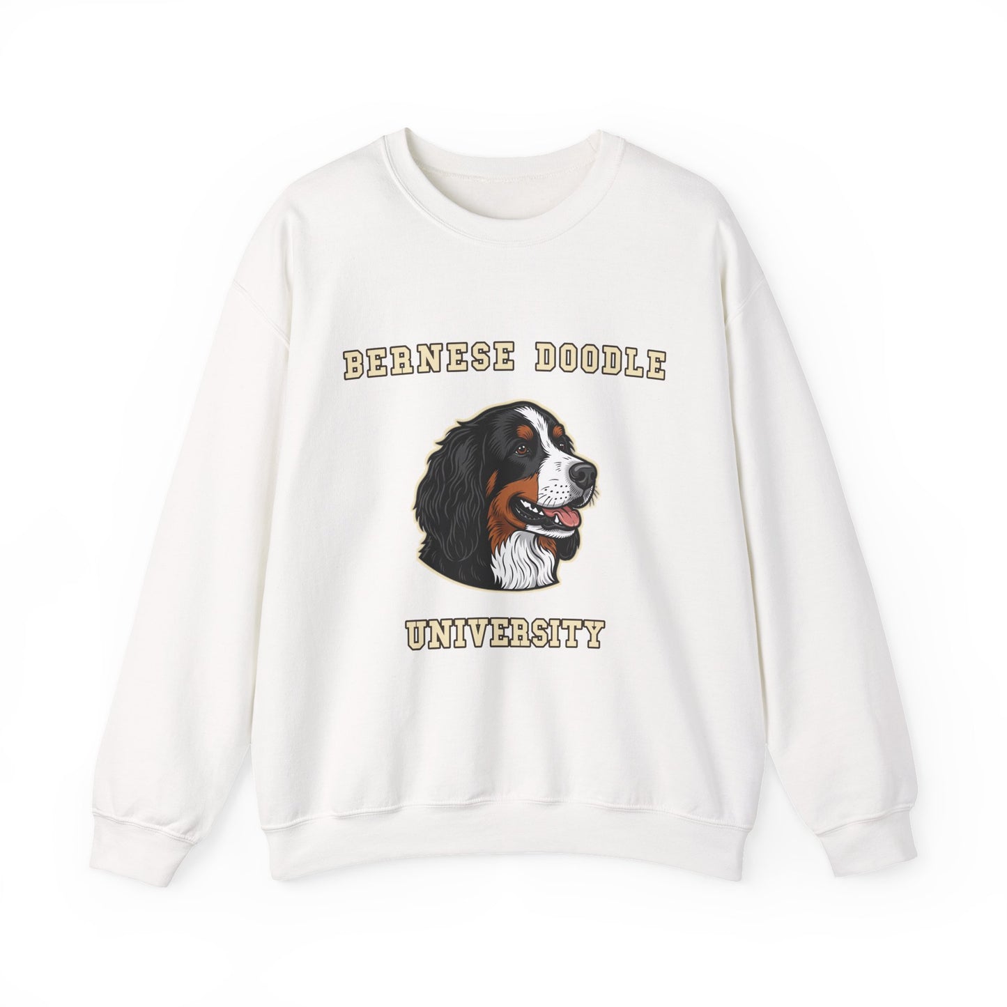Bernedoodle Sweatshirt, Bernese Doodle Crewneck in Tri-Colour Wavy Coat