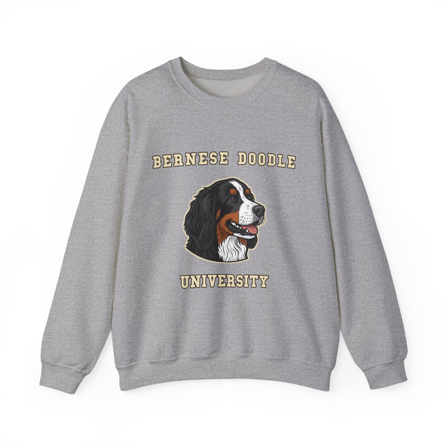 Bernedoodle Sweatshirt, Bernese Doodle Crewneck in Tri-Colour Wavy Coat