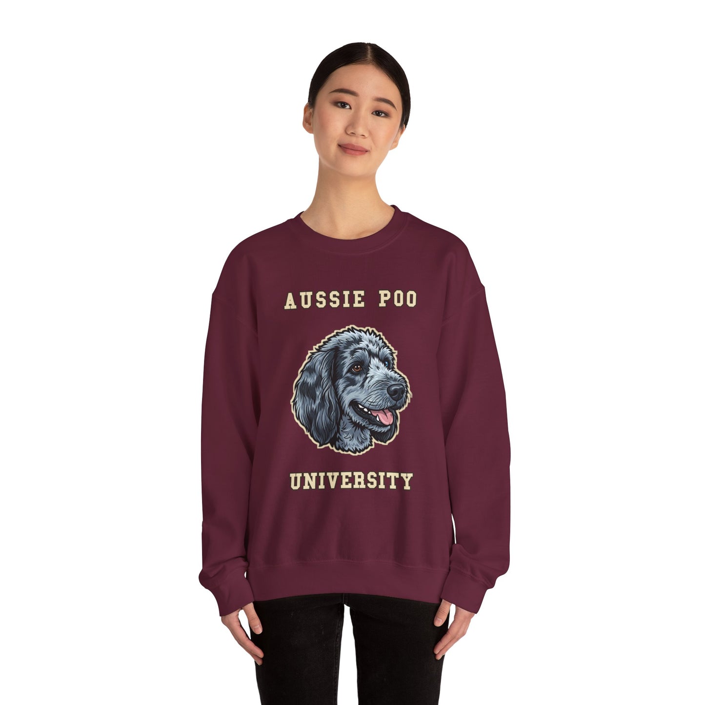 Aussiedoodle Sweatshirt, Aussie Poo Crewneck in Merle Pattern