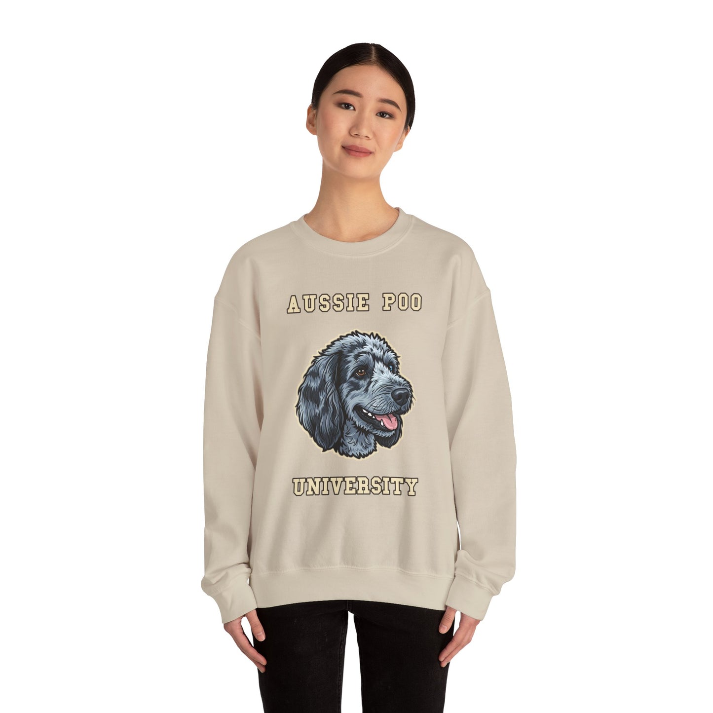 Aussiedoodle Sweatshirt, Aussie Poo Crewneck in Merle Pattern