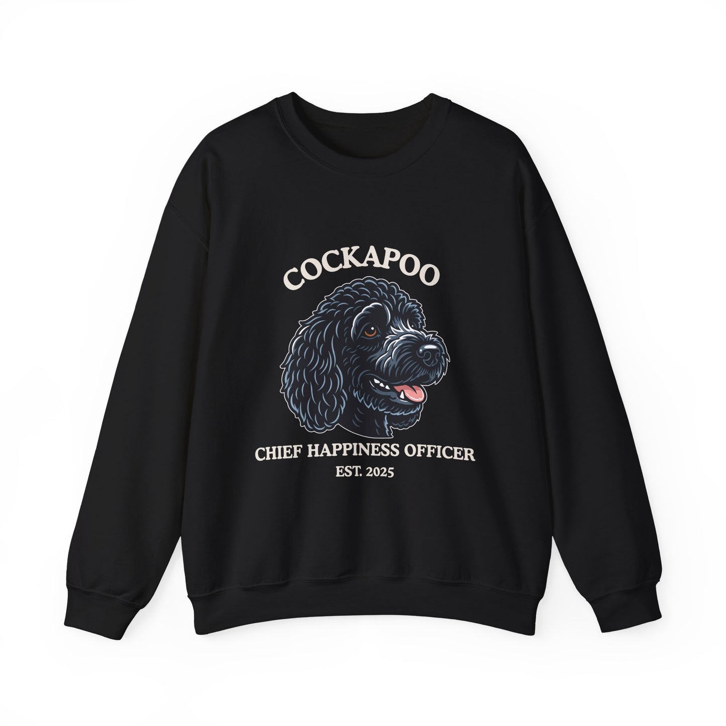 Black Cockapoo Chief Happiness Officer Sweatshirt, Dog Lover Crewneck, Cute Cockapoo Gift for Pet Parents