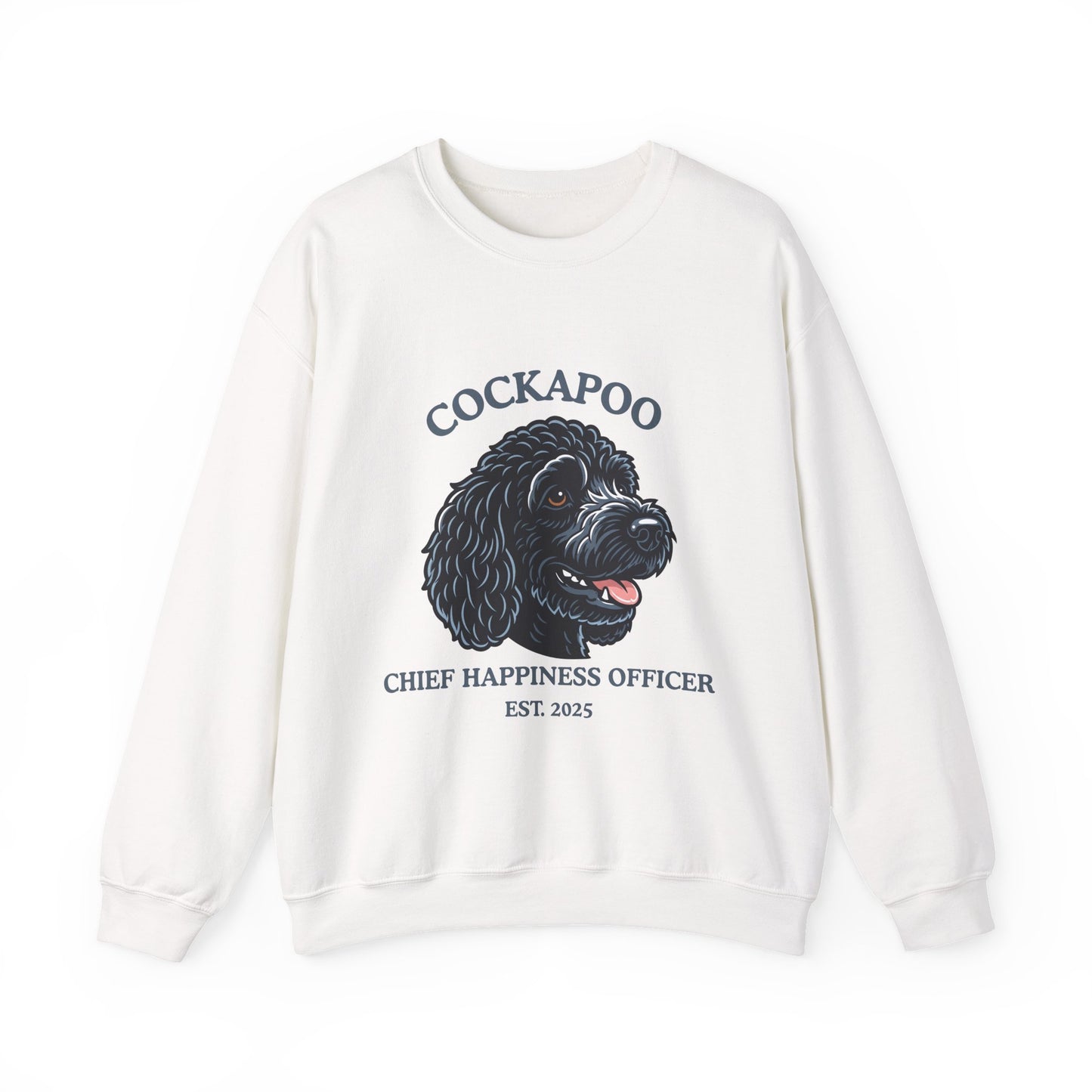 Black Cockapoo Chief Happiness Officer Sweatshirt, Dog Lover Crewneck, Cute Cockapoo Gift for Pet Parents