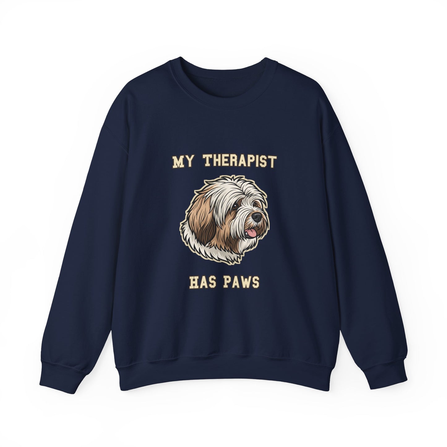 Tibetan Terrier Sweatshirt, TT Crewneck in Profuse Shaggy Coat