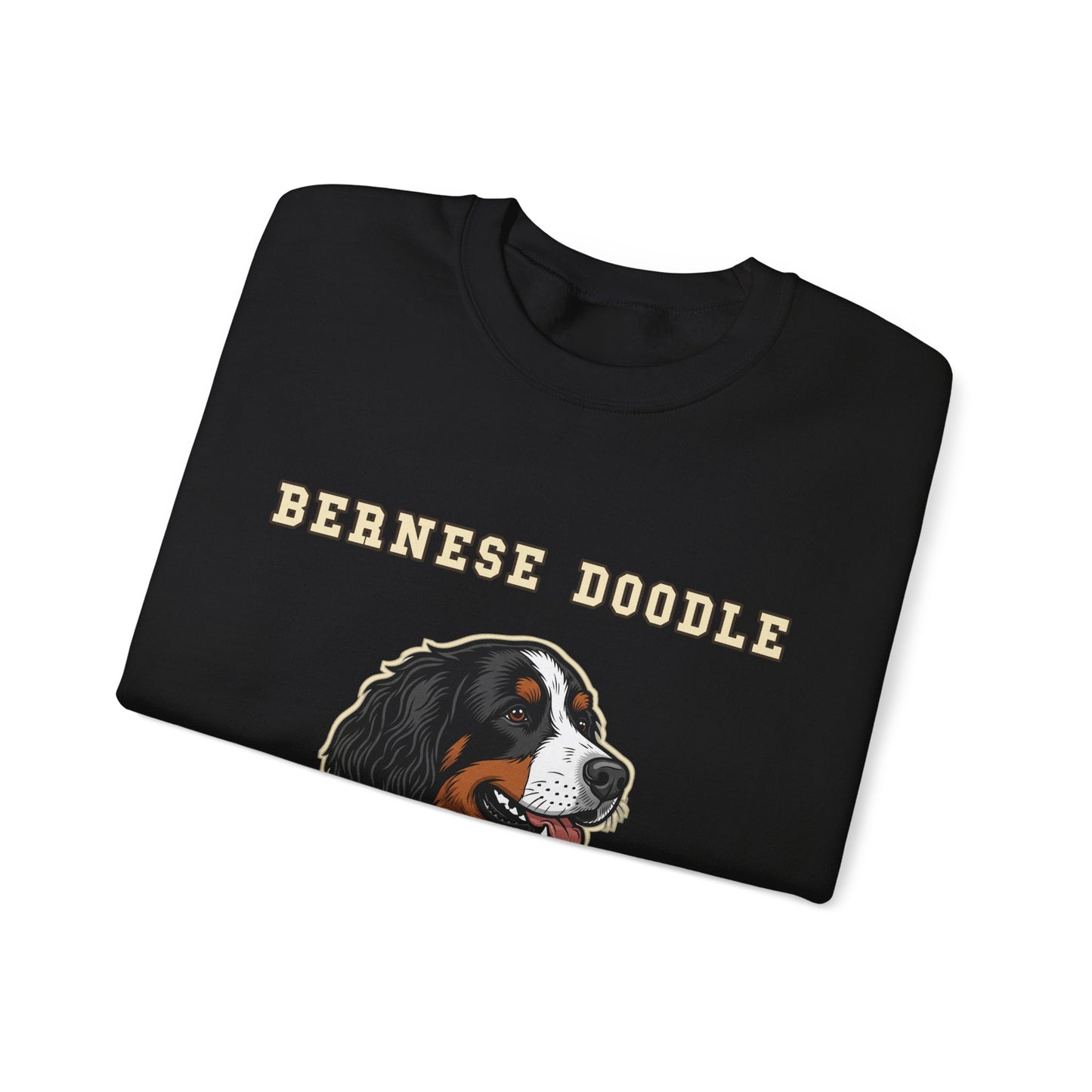 Bernedoodle Sweatshirt, Bernese Doodle Crewneck in Tri-Colour Wavy Coat