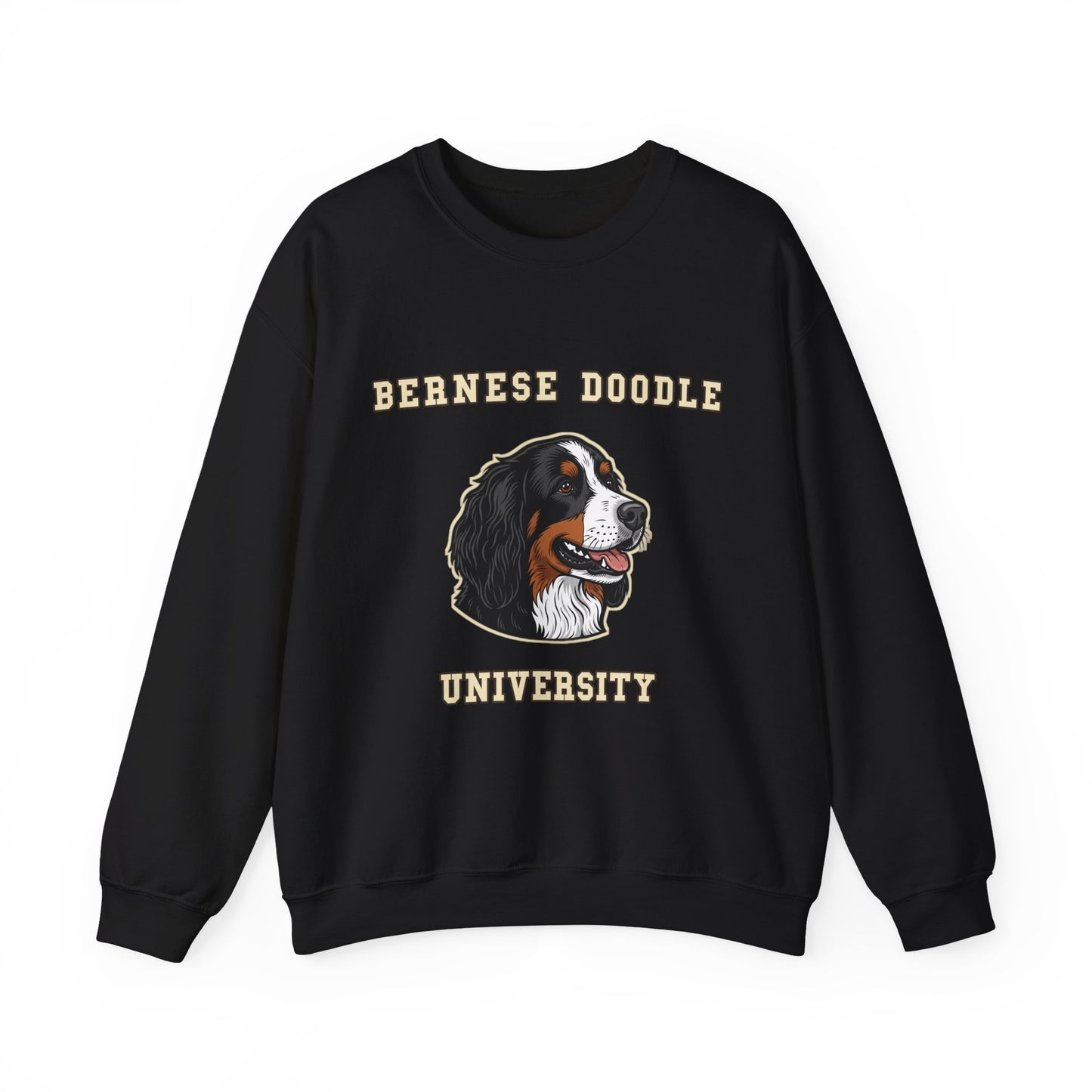 Bernedoodle Sweatshirt, Bernese Doodle Crewneck in Tri-Colour Wavy Coat