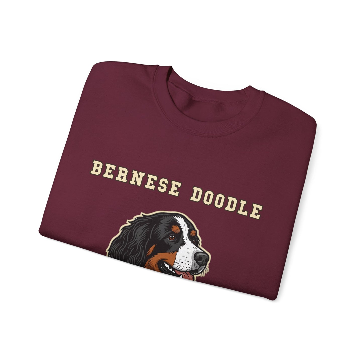 Bernedoodle Sweatshirt, Bernese Doodle Crewneck in Tri-Colour Wavy Coat