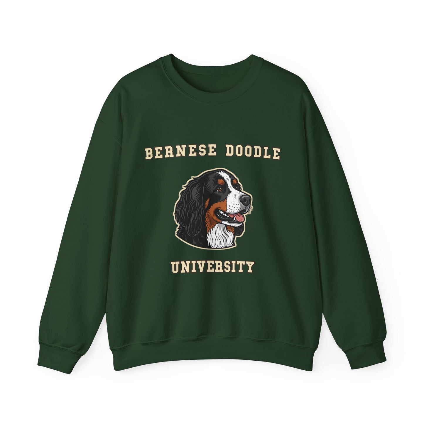 Bernedoodle Sweatshirt, Bernese Doodle Crewneck in Tri-Colour Wavy Coat