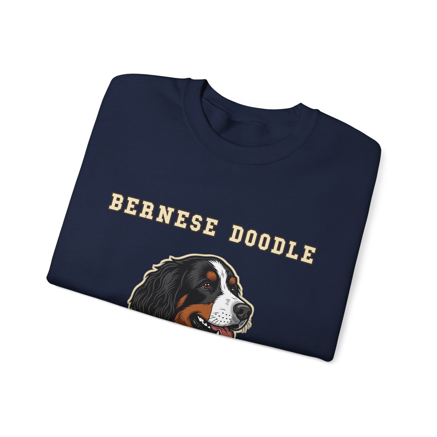 Bernedoodle Sweatshirt, Bernese Doodle Crewneck in Tri-Colour Wavy Coat