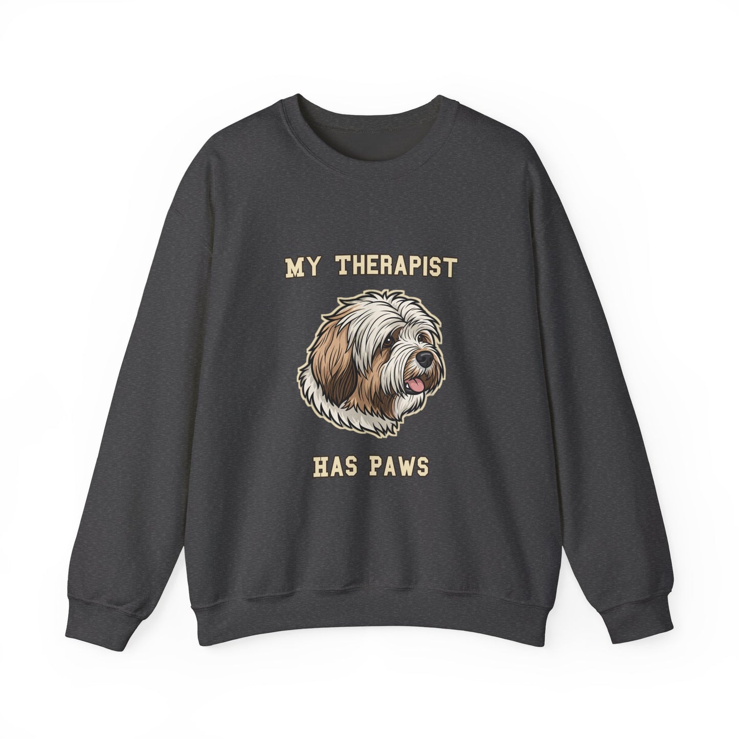Tibetan Terrier Sweatshirt, TT Crewneck in Profuse Shaggy Coat