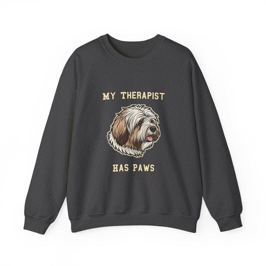 Tibetan Terrier Sweatshirt, TT Crewneck in Profuse Shaggy Coat