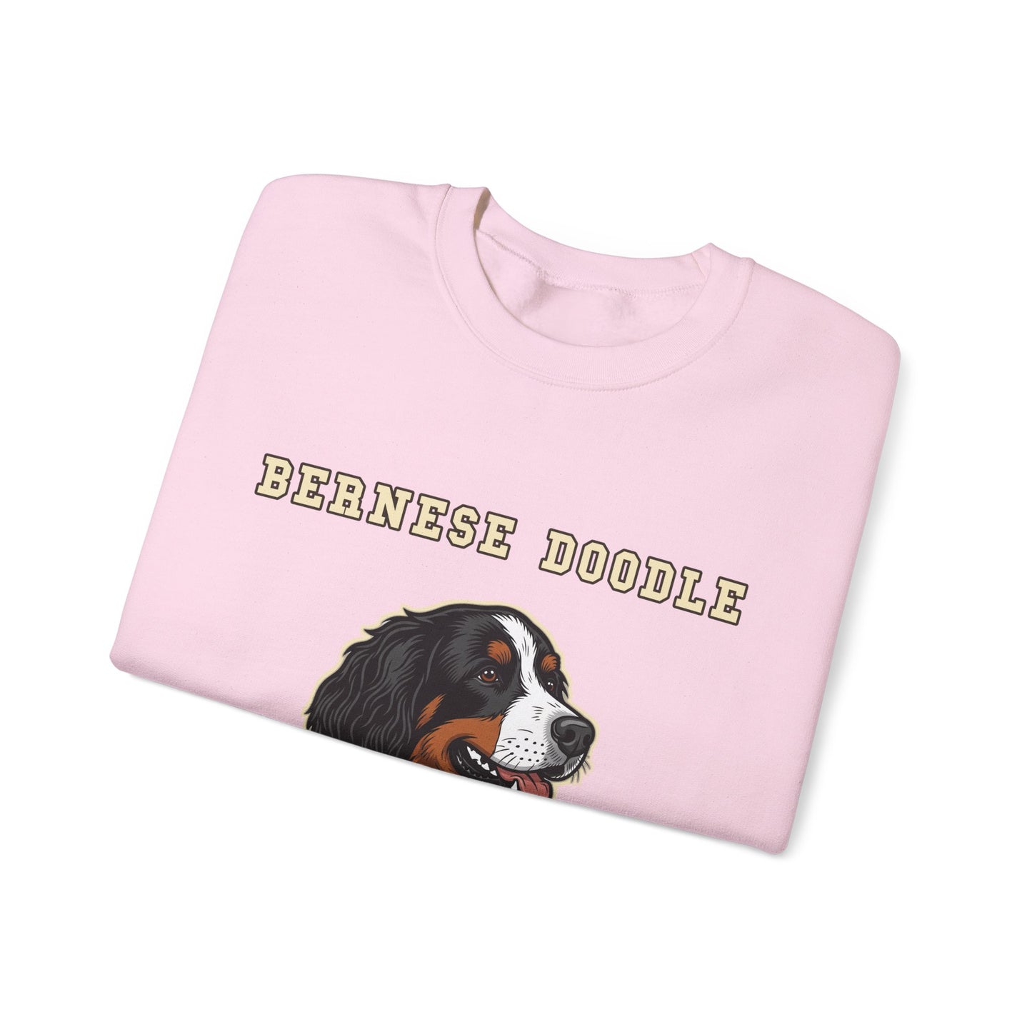 Bernedoodle Sweatshirt, Bernese Doodle Crewneck in Tri-Colour Wavy Coat
