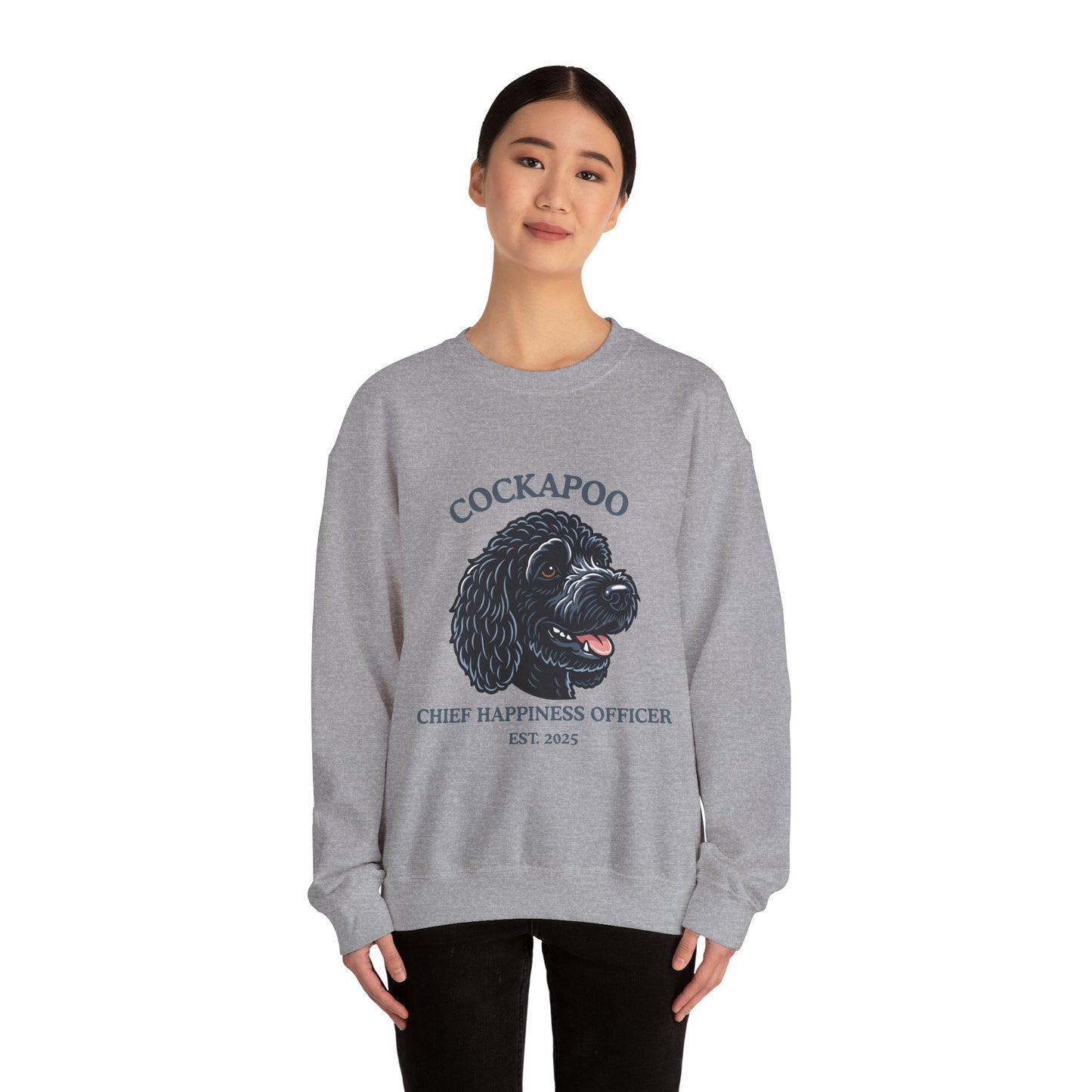 Black Cockapoo Chief Happiness Officer Sweatshirt, Dog Lover Crewneck, Cute Cockapoo Gift for Pet Parents