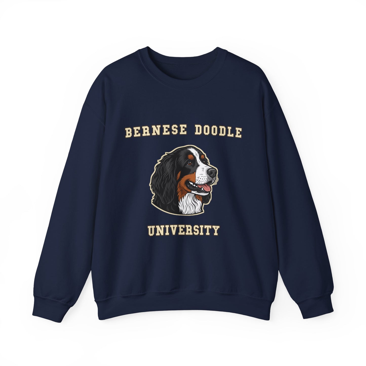 Bernedoodle Sweatshirt, Bernese Doodle Crewneck in Tri-Colour Wavy Coat