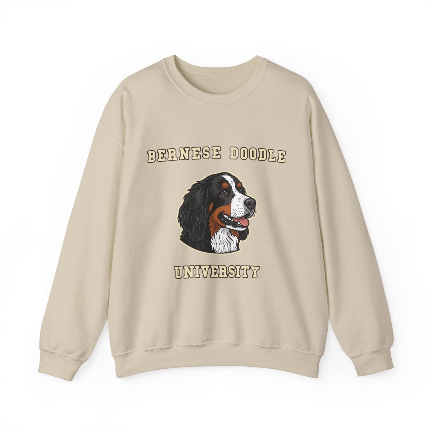 Bernedoodle Sweatshirt, Bernese Doodle Crewneck in Tri-Colour Wavy Coat