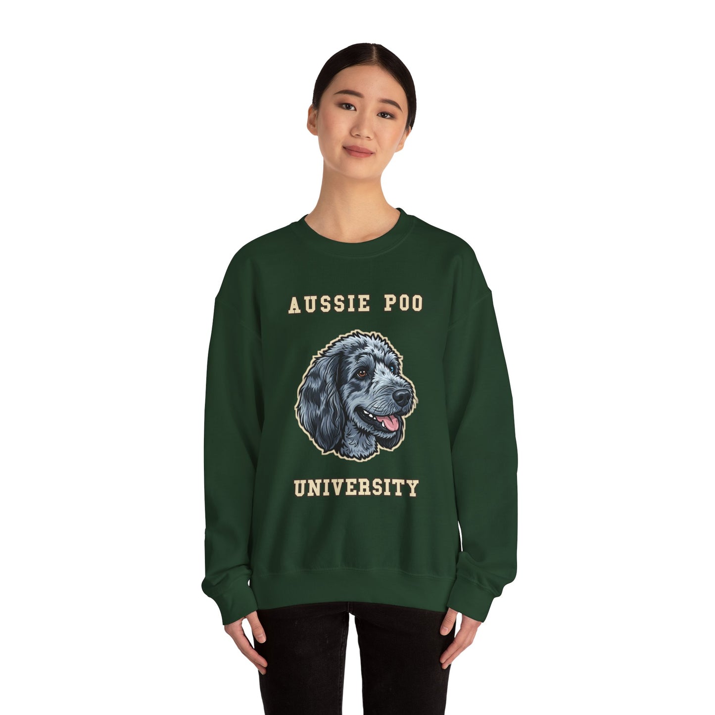 Aussiedoodle Sweatshirt, Aussie Poo Crewneck in Merle Pattern