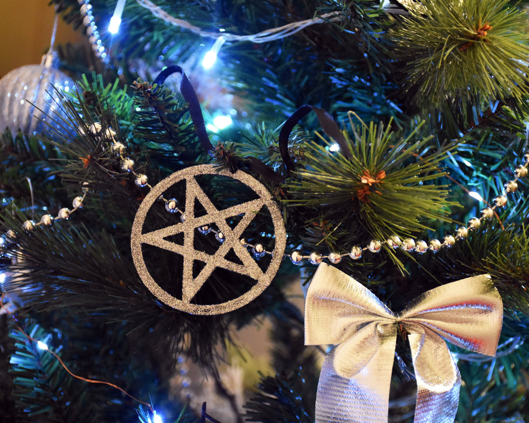 Gothic Christmas Ornaments - Glitter Pentagram