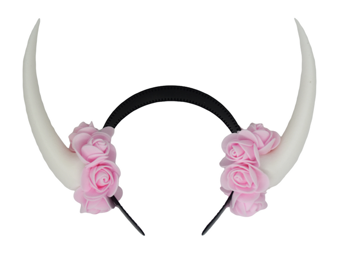 Buy Handmade Cow Horns (Pink & White)