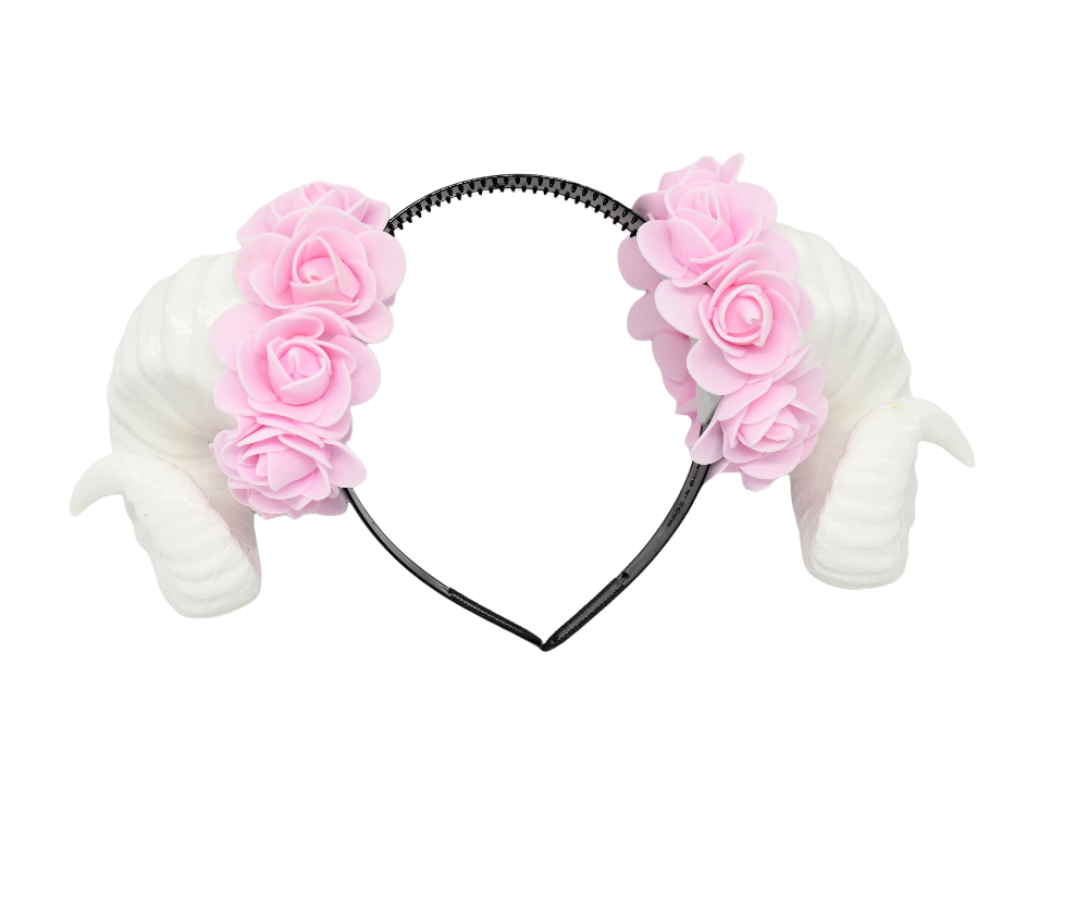 Demon Ram Horns Headband - pink
