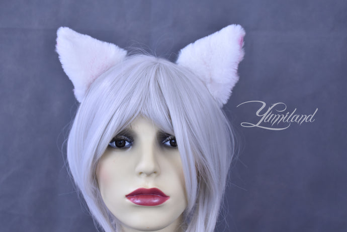 White & pink cat ears