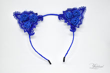 Load image into Gallery viewer, Blue lace cat ears
