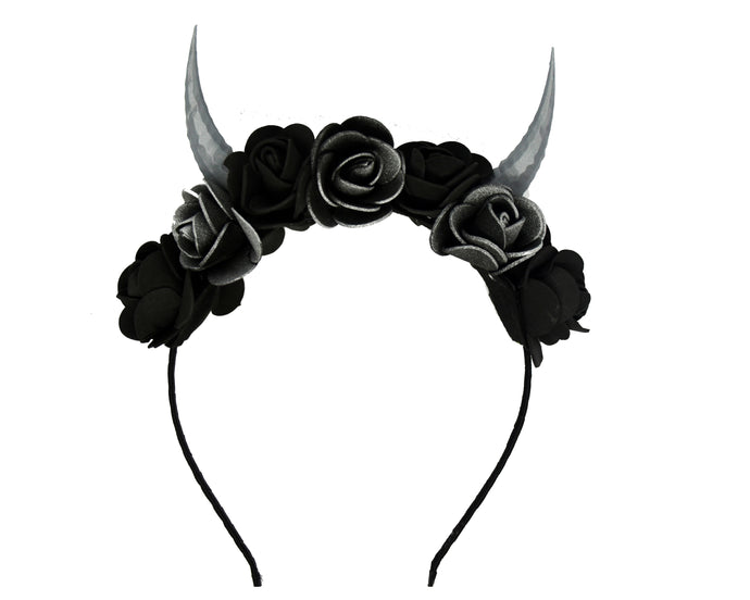 Demon Horns Headband - black & silver
