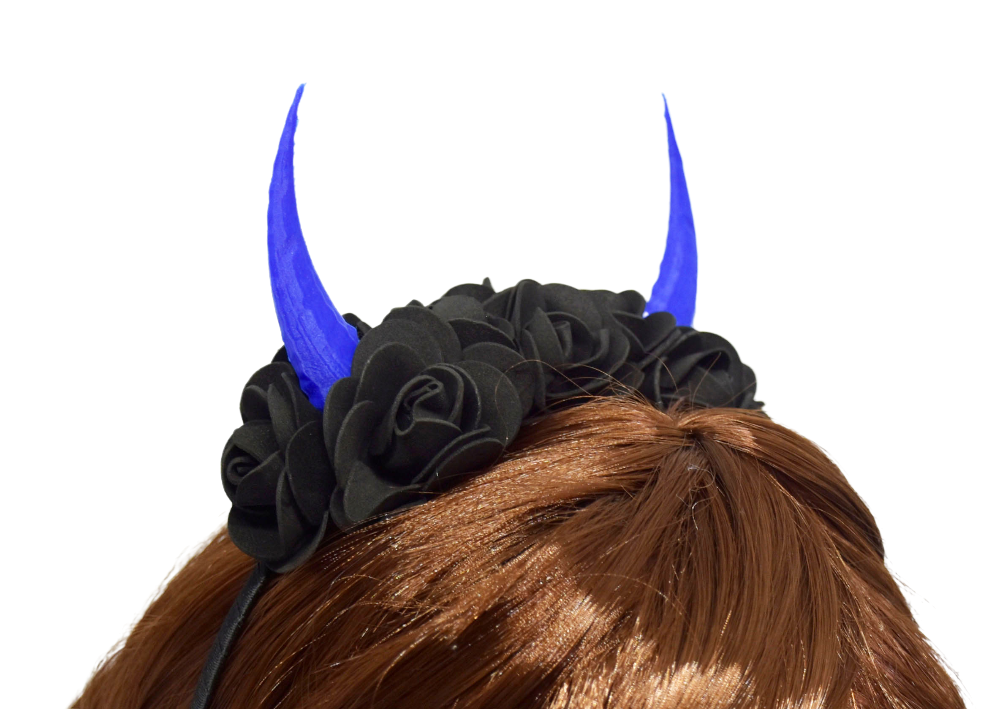 Demon Horns Headband - Black & Blue