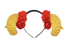 Load image into Gallery viewer, Demon Ram Horns Headband - gold red
