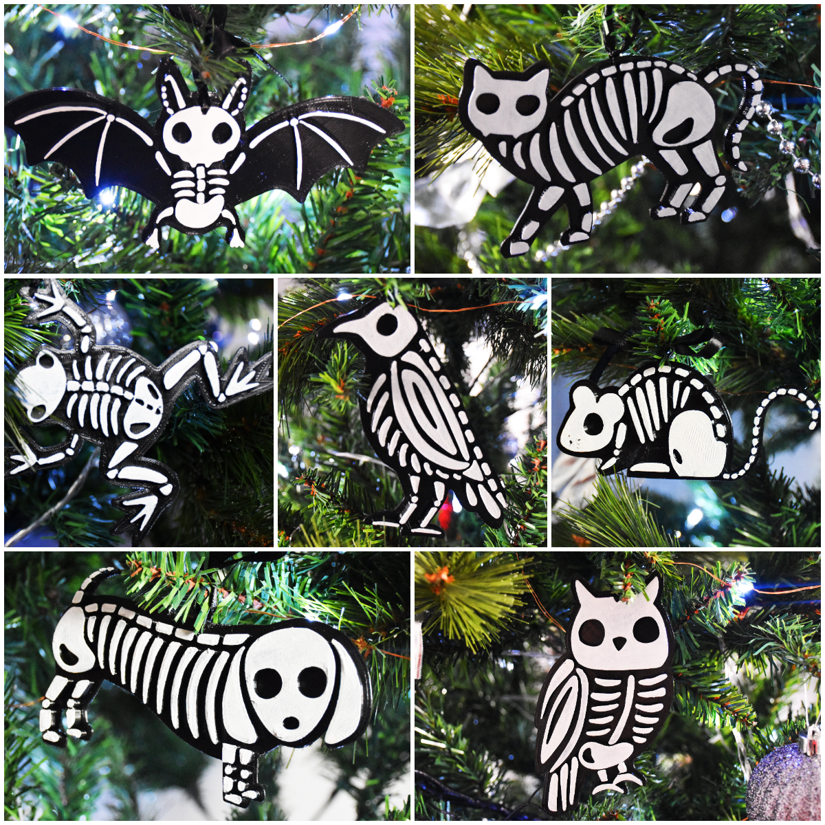 Gothic Christmas Ornaments - Animal Skeletons