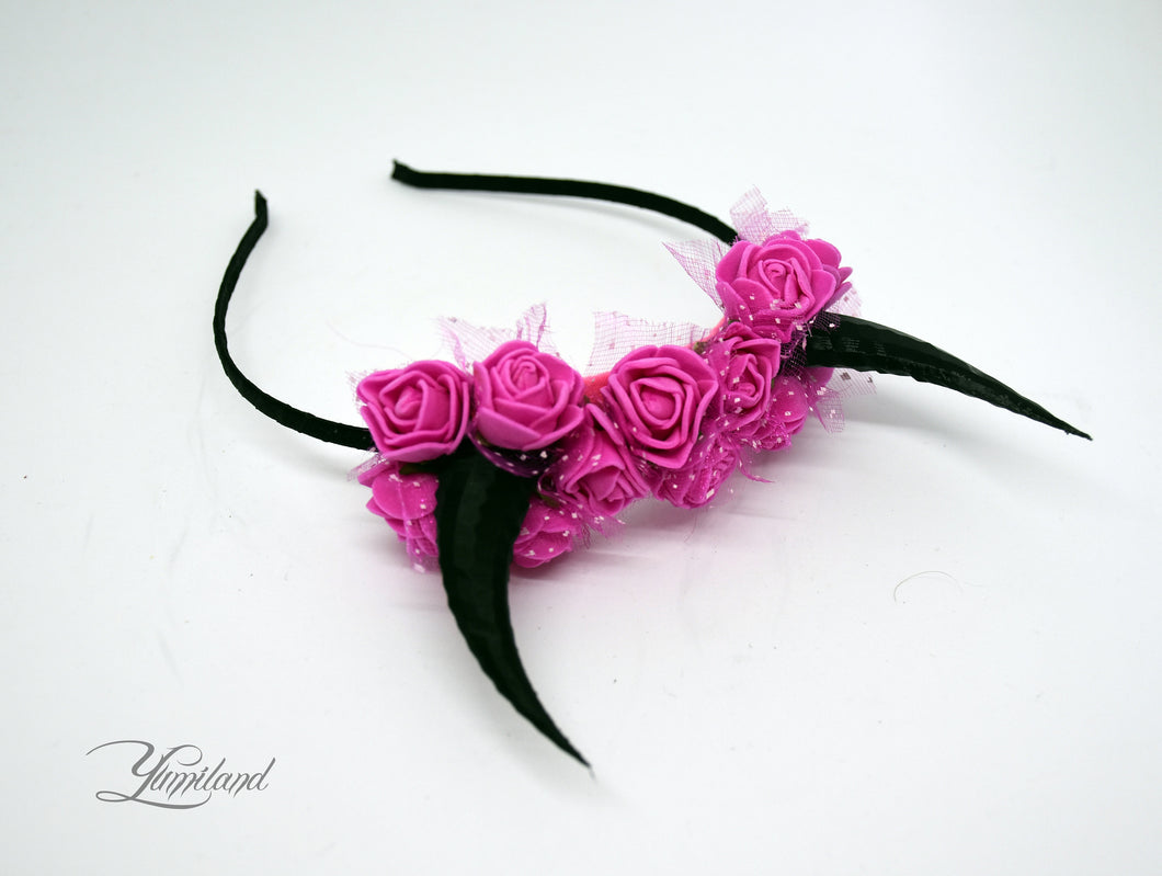 Demon Horns Headband - hot pink