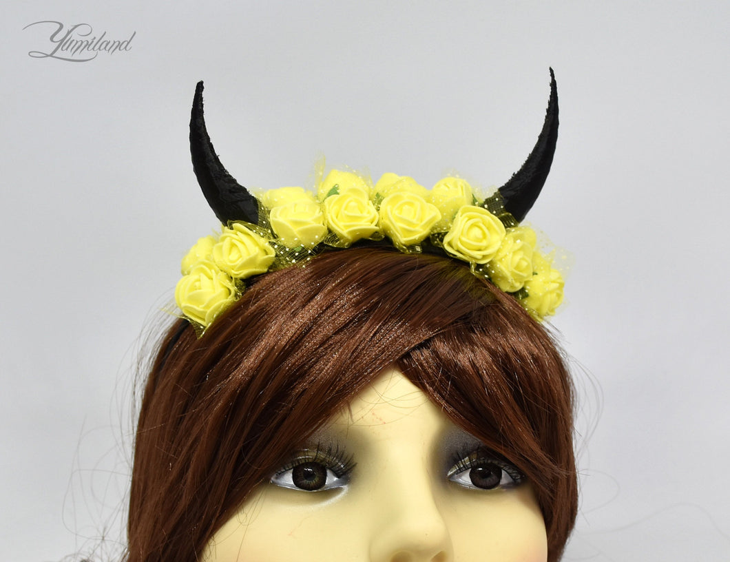 Demon Horns Headband - yellow