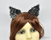 Load image into Gallery viewer, Huge cute black lace cat ears
