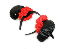Load image into Gallery viewer, Demon Ram Horns Headband - red black
