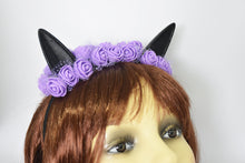 Load image into Gallery viewer, Cute cat ears with purple flowers

