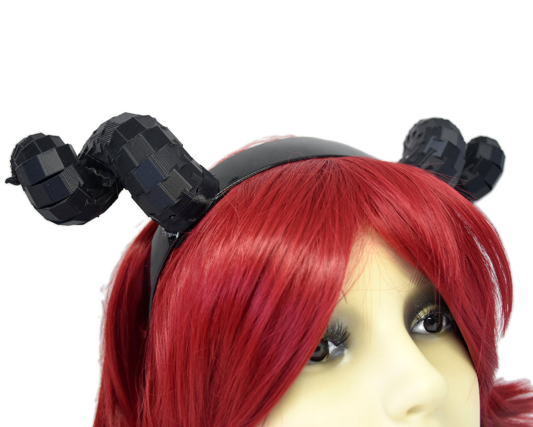 Cyber Black Demon Horns Headband
